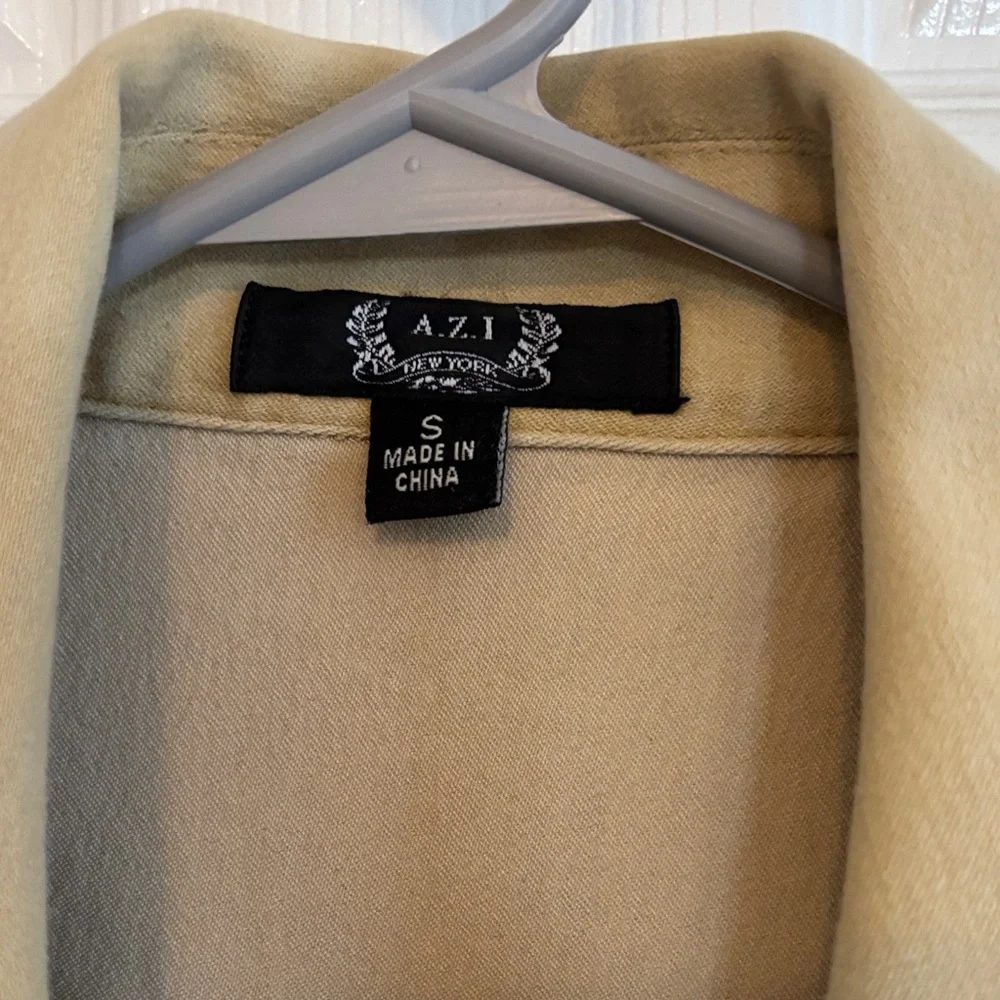 A.Z.I Embellished Brushed Denim Jean Jacket w/Leopard Print Cut-Out sz Small - Picture 2 of 14